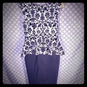 Black and white peplum dress